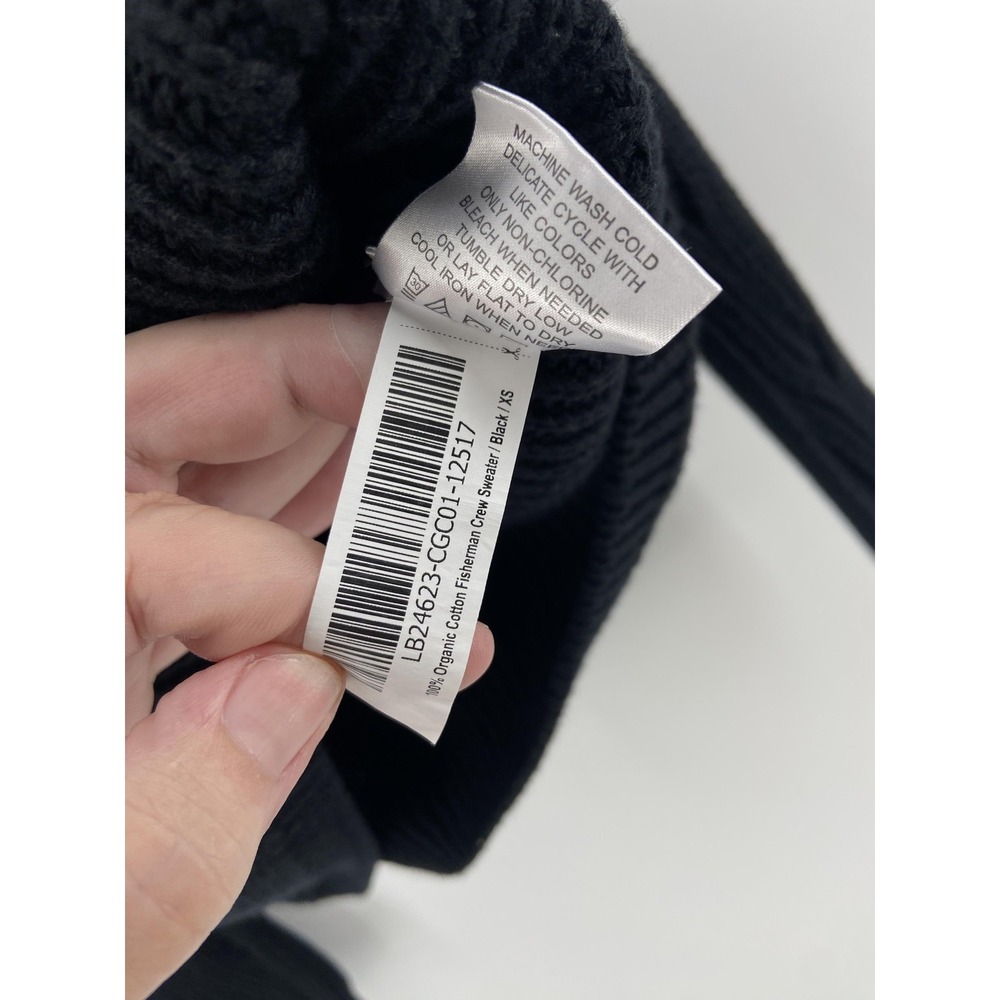 Quince Sweater Womens XS Black Organic Fisherman Crew Chunky Knit Pullover - Picture 7 of 7